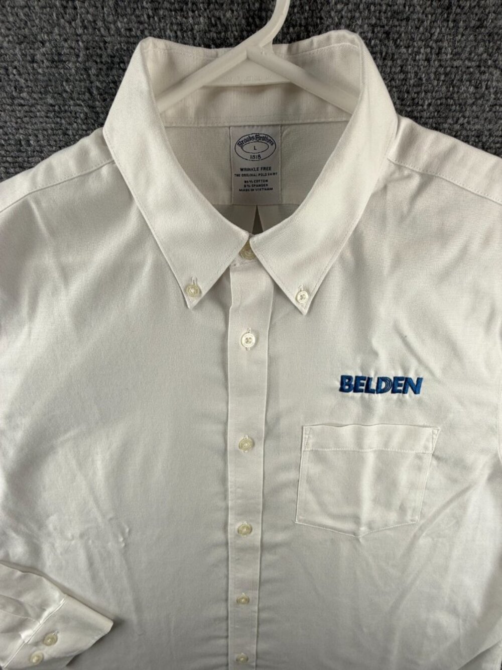 Brooks Brothers Large Spandex Stretch Non-Iron Button-Down Cotton White Men